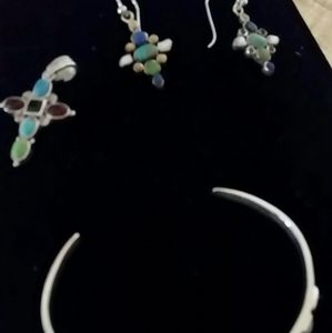 SET Reversible Cross Pendant Earrings & Bracelet!!